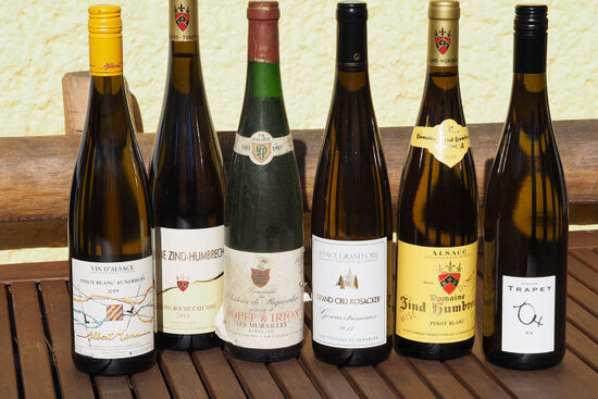 A selection of wines from France's Alsace region (photo © hidden europe).