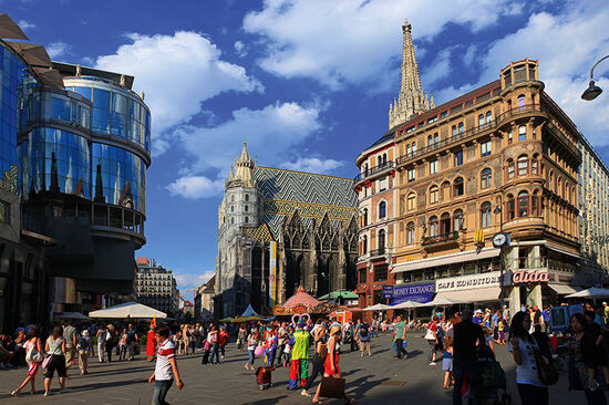 Stephansplatz in the centre of Vienna - an architectural medley of ancient and modern (photo © Pixcom / dreamstime.com).