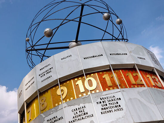 The world clock on Berlin’s Alexanderplatz (photo © Patrick Poendl / dreamstime.com).