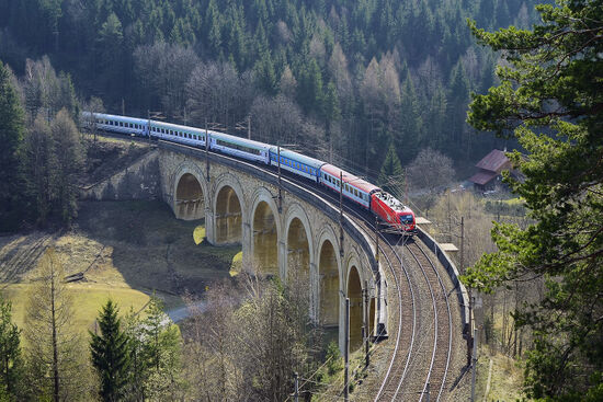 The Semmering Railway (Austria) is listed on UNESCO's World Heritage list. It traverses the Austrian Alps to link Vienna with Graz and Klagenfurt (photo © Fritz Hiersche / dreamstime.com).