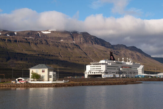The Norröna at the Icelandic port of Seyðisfjörður (photo © hidden europe).