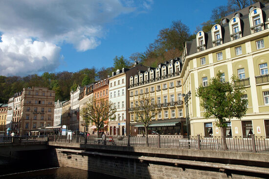 The main stret in Karolovy Vary, formerly known as Karlsbad (photo © hidden europe).