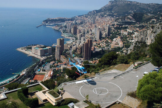 Skyline of Monaco — a city state with regular helicopter flights to Nice in neighbouring France (photo © Michel Cramer / dreamstime.com).